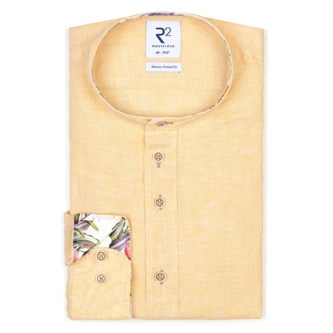 Gelbes Baumwolle/Leinen Hemd