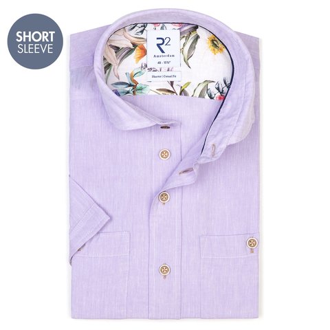 Short sleeved lilac cotton/linen shirt 