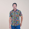 Kurzärmeliges mehrfarbig Hawaii-Print Baumwolle Hemd