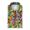 Short sleeved multicolour hawaii print cotton shirt