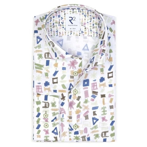 Wit grafische print organic cotton overhemd