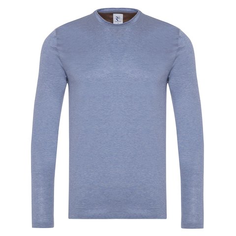 Hellblaues langärmeliges Baumwoll-T-Shirt