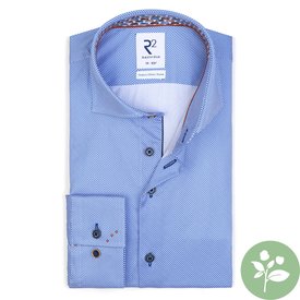R2 Blue pied-de-poule dobby 2 PLY organic cotton shirt