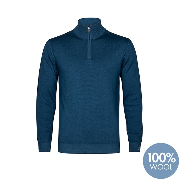 R2 Navy blue 100% merino wool cardigan with zipper