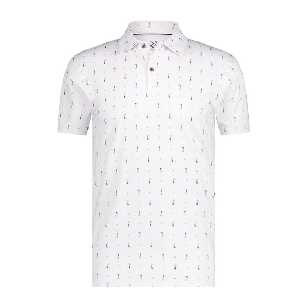 R2 Wit golf print jersey polo