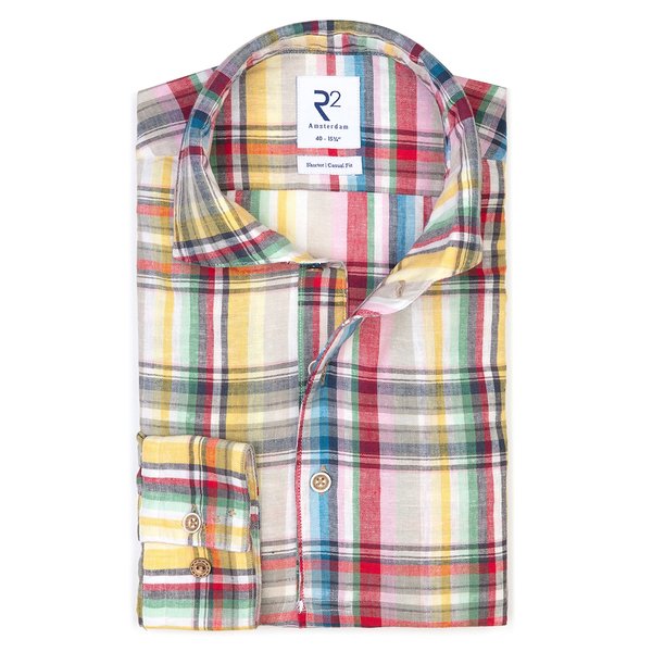 R2 Multicolour gestreept katoen/linnen pop over shirt