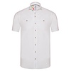 Kurzärmeliges weißes Baumwolle/Leinen Hemd