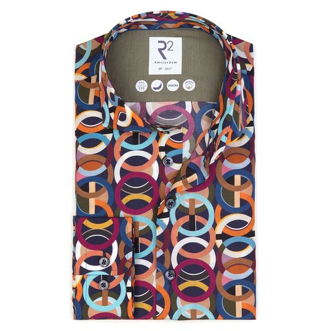 Multicolour ringenprint tencel overhemd