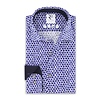Blue floral print knitted pique shirt