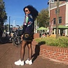 Vintage jeans rokje met Afrikaanse katoen Vintage jeans rokje met Afrikaanse katoen