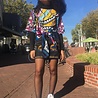 Vintage denim skirt with African cotton Vintage denim skirt with African cotton