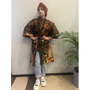 Kimono van  bruin zalm tie-dye katoen