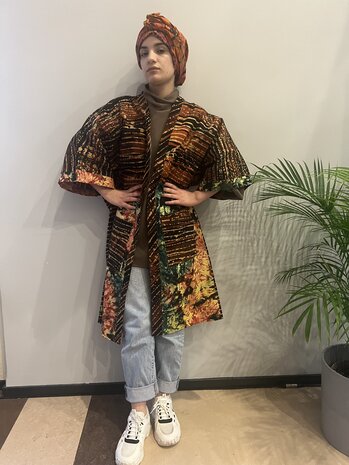 Kimono van bruin zalm tie-dye katoen Kimono van bruin zalm tie-dye katoen