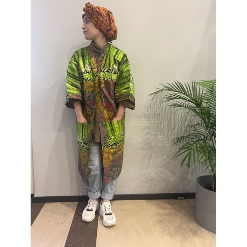 Kimono van groen oker roze tie-dye katoen Kimono van groen oker roze tie-dye katoen