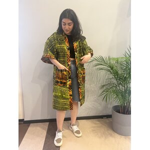 Kimono van  geel oranje tie dye katoen