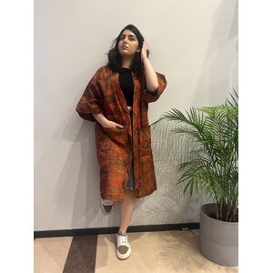 Kimono van  oranje tie-dye katoen