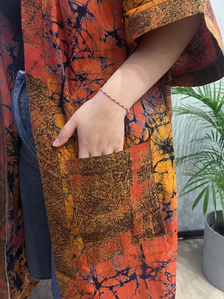 Kimono van oranje bruine tie-dye katoen Kimono van oranje bruine tie-dye katoen