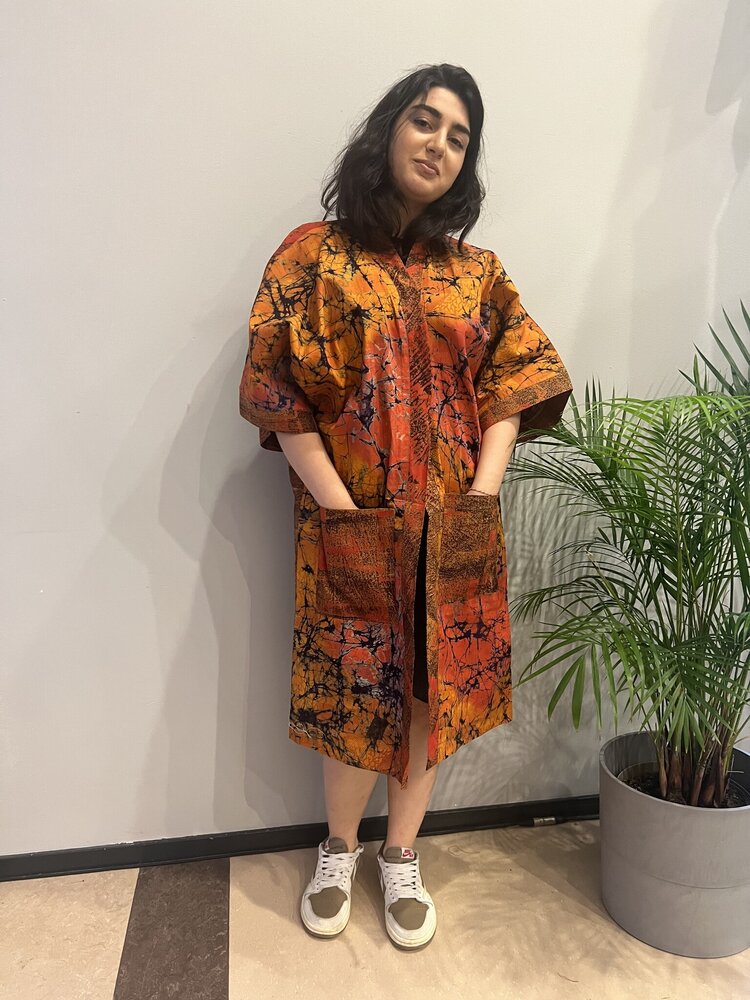 Kimono van oranje bruine tie-dye katoen Kimono van oranje bruine tie-dye katoen