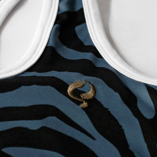 Dames Q tanktop print Madrid - BG + Print BG/China Blue