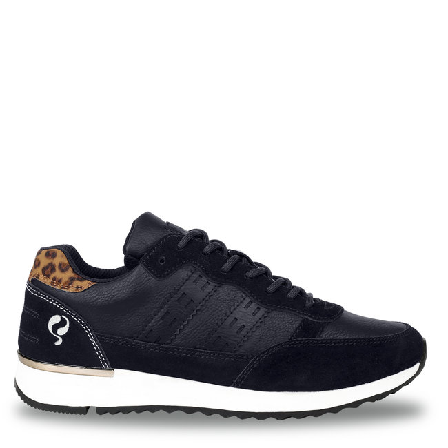 Q1905 Dames Sneaker Voorschoten - Donkerblauw/Leopard