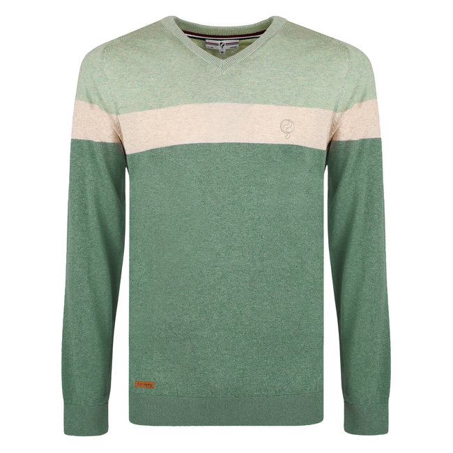 Q1905 Men's Pullover Heemskerk - Oase Green/Lightgreen/Light Beige