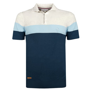 Q1905 Heren Polo Zoutelande - Marine Blauw/Witgrijs/Lichtblauw