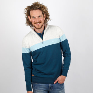 Q1905 Men's Pullover Kralingen - Marine Blue/Whitegrey/Lightblue