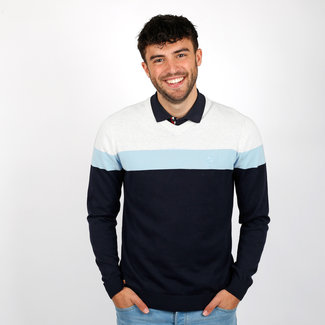 Q1905 Men's Sweater Heemskerk - Dark Blue/White Gray/Light Blue