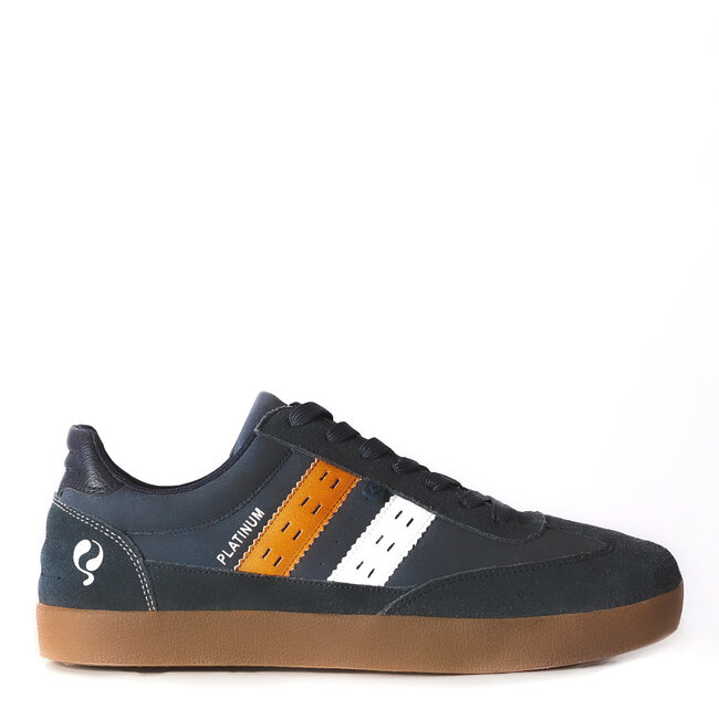 Heren Sneaker Platinum - Donkerblauw/Oranje/Wit/Crepe