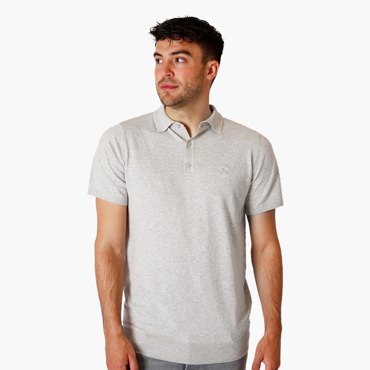 2 voor €99 | Heren Polo Hessum | Licht Grijs Melange