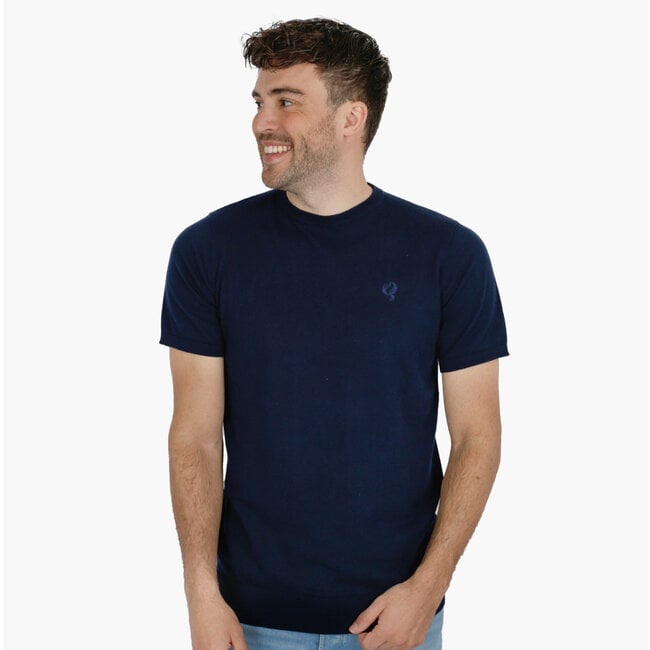 Heren Gebreide T-shirt Maurik - Donkerblauw