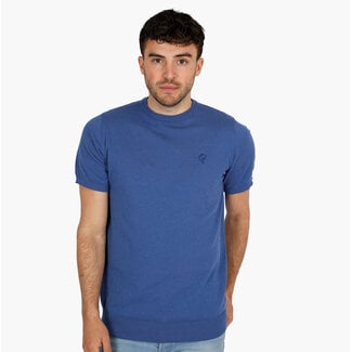 Q1905 Heren Gebreide T-shirt Maurik - Avondblauw Melange