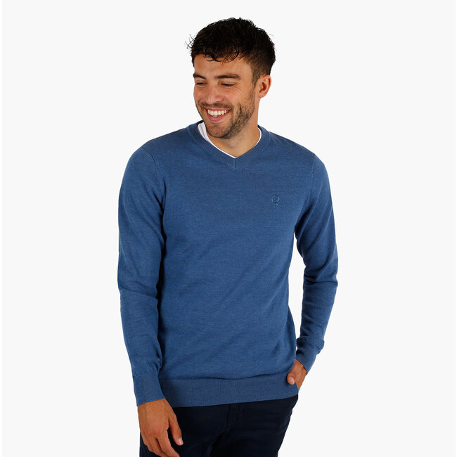 Q1905 Men's Pullover Heemskerk- Denim Blue Melange