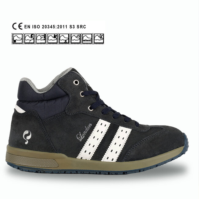 Safety shoe London High - Blue Suede