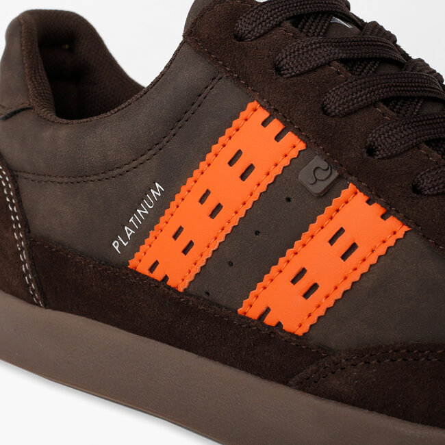 Heren Sneaker Platinum - Donkerbruin/Oranje