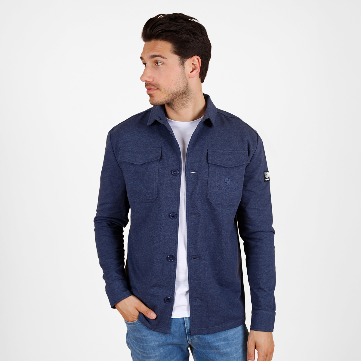 Heren Overshirt Andel | Donkerblauw Melange afbeelding
