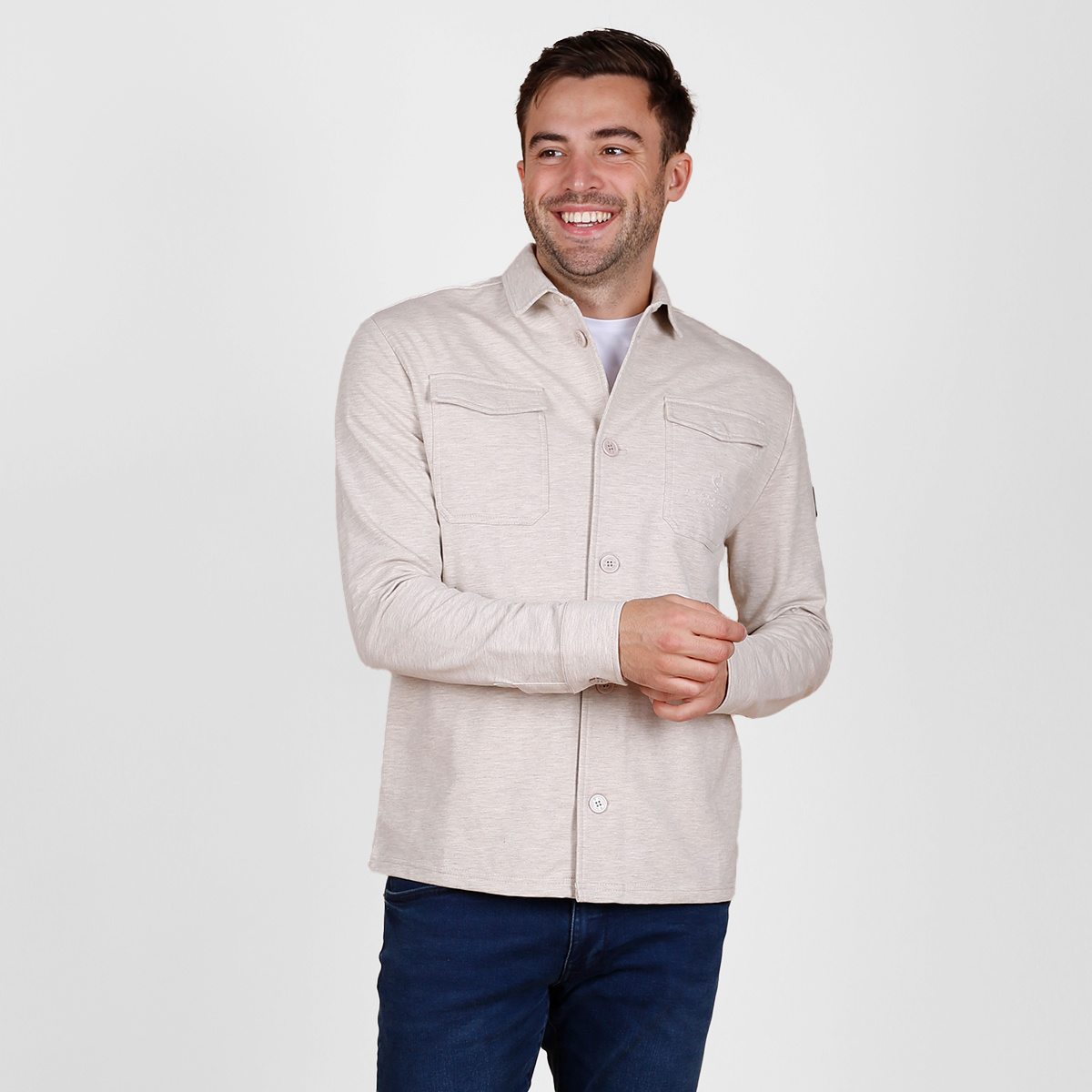 Heren Overshirt Andel | Zand Melange afbeelding