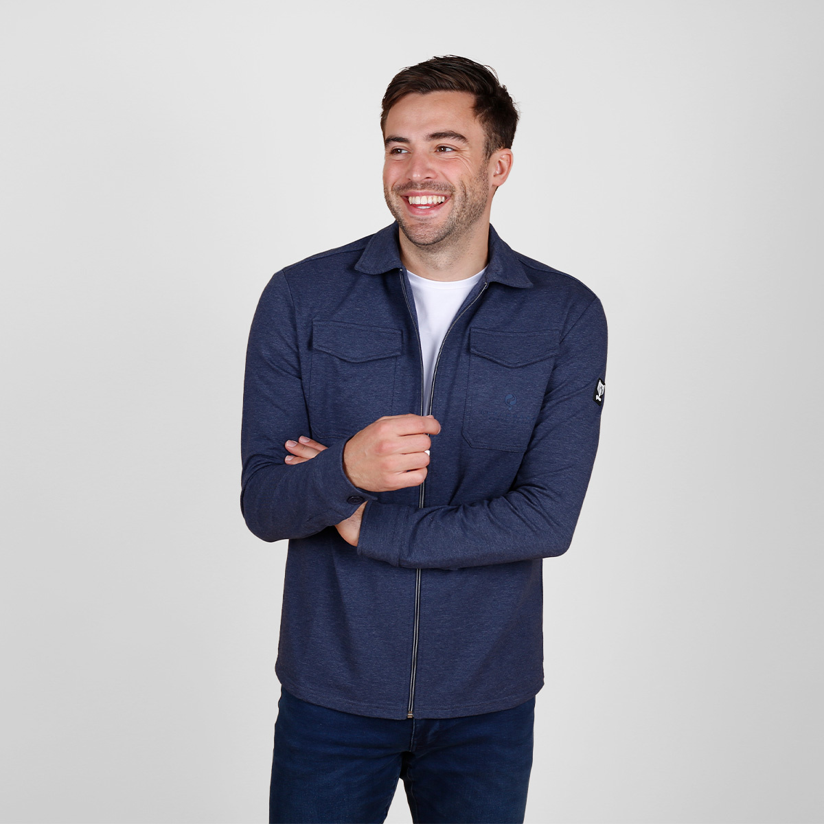 Heren Overshirt Hattem | Donkerblauw Melange afbeelding