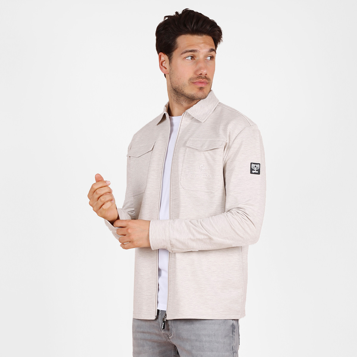 Heren Overshirt Hattem | Zand Melange afbeelding