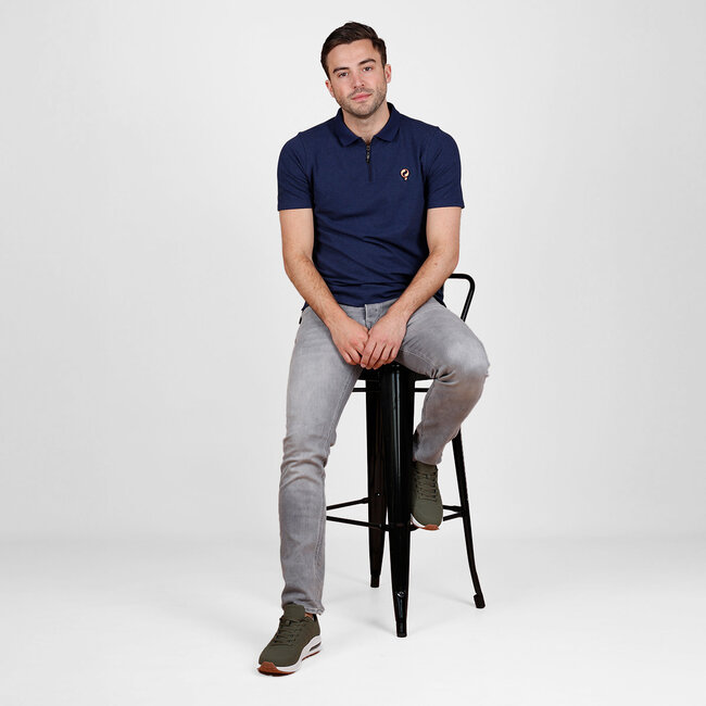 Heren Polo Zuidland – Donkerblauw Melange