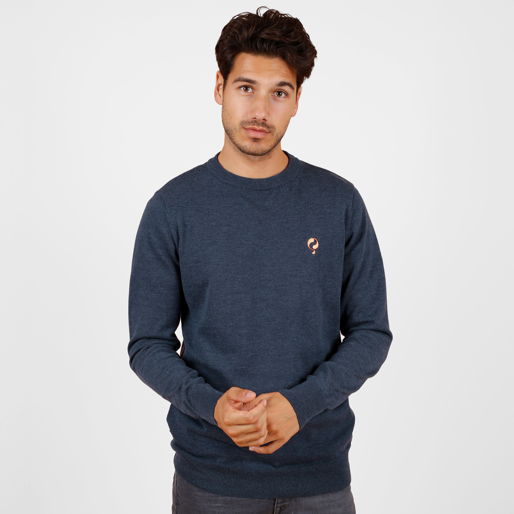 Heren Trui Felland - Jeansblauw Melange afbeelding