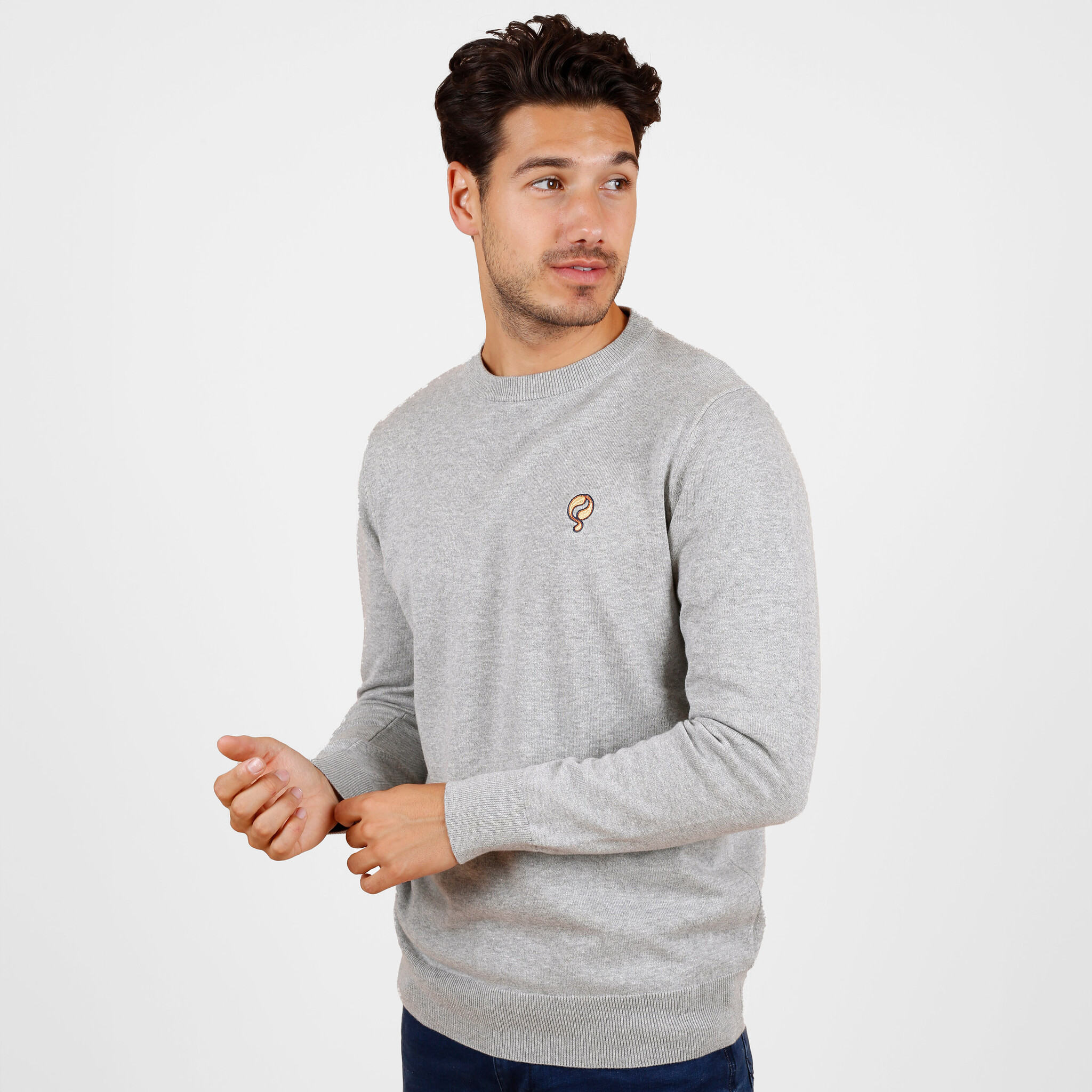 Heren Trui Felland - Midden Grijs Melange afbeelding