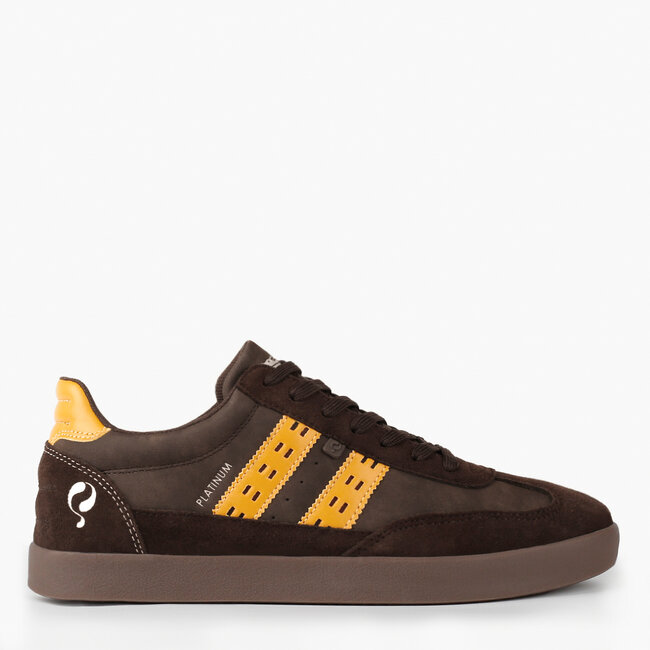 Q1905 Heren Sneaker Platinum - Donkerbruin/Geel