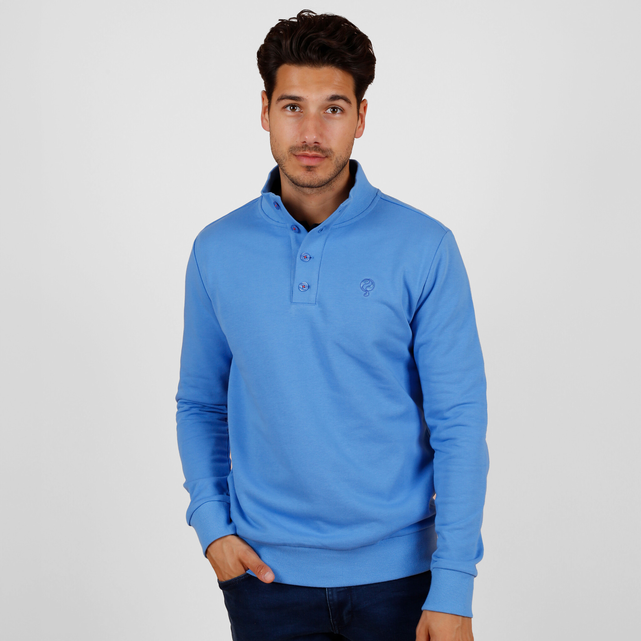 Heren Trui Plaatsluis | Middenblauw afbeelding