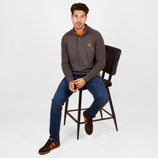 Men's Sweater Oldehove – Dark Taupe Melange