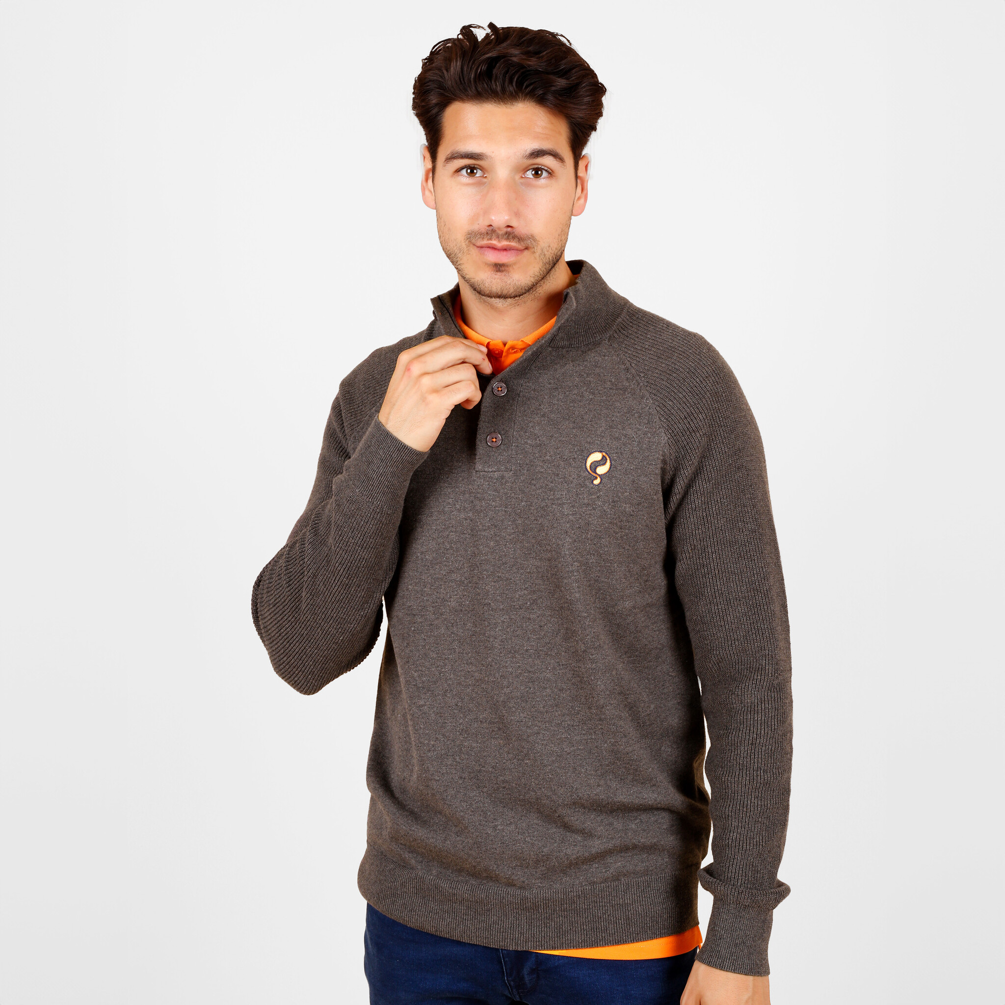 Heren Trui Oldehove - Dark Taupe Melange afbeelding