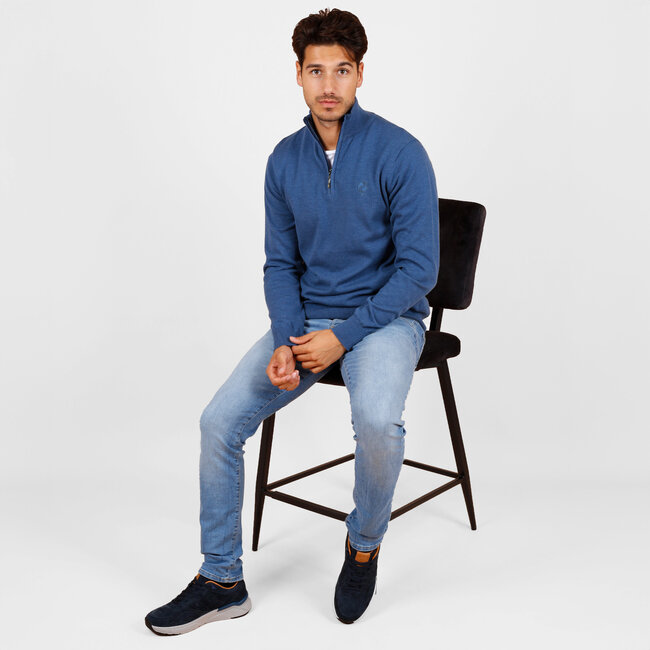 Heren Trui Kralingen - Denimblauw Melange