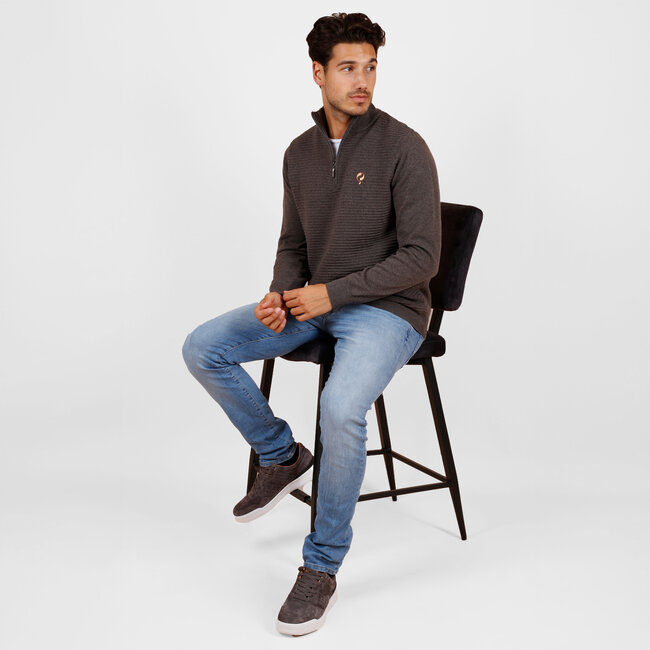 Men's Sweater Woudrichem - Dark Taupe Melange