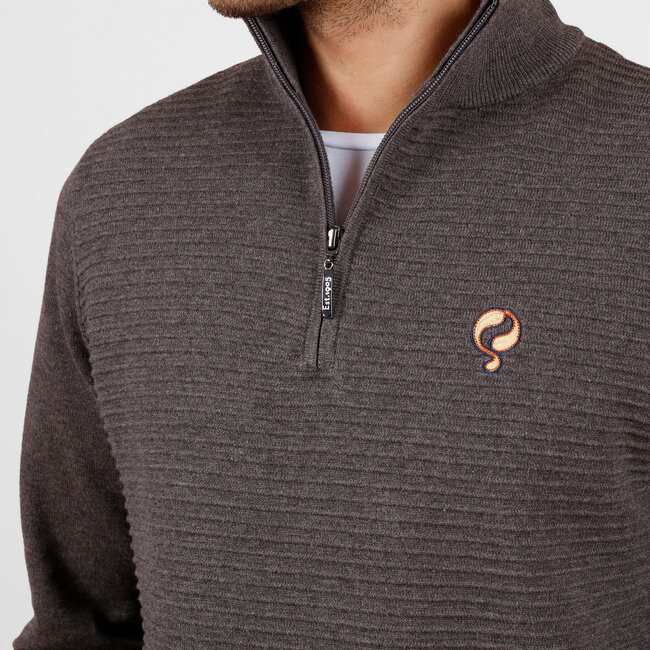 Men's Sweater Woudrichem - Dark Taupe Melange