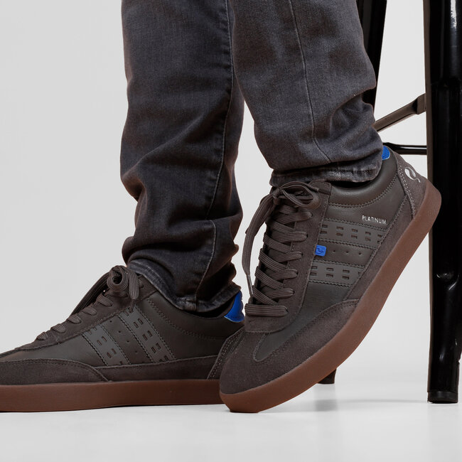 Heren Sneaker Platinum - Middengrijs/Koningsblauw